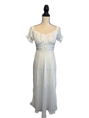 Hello Molly Women's Long Maxi White Puffy Sleeve Party Spring Summer Dress NWT 6